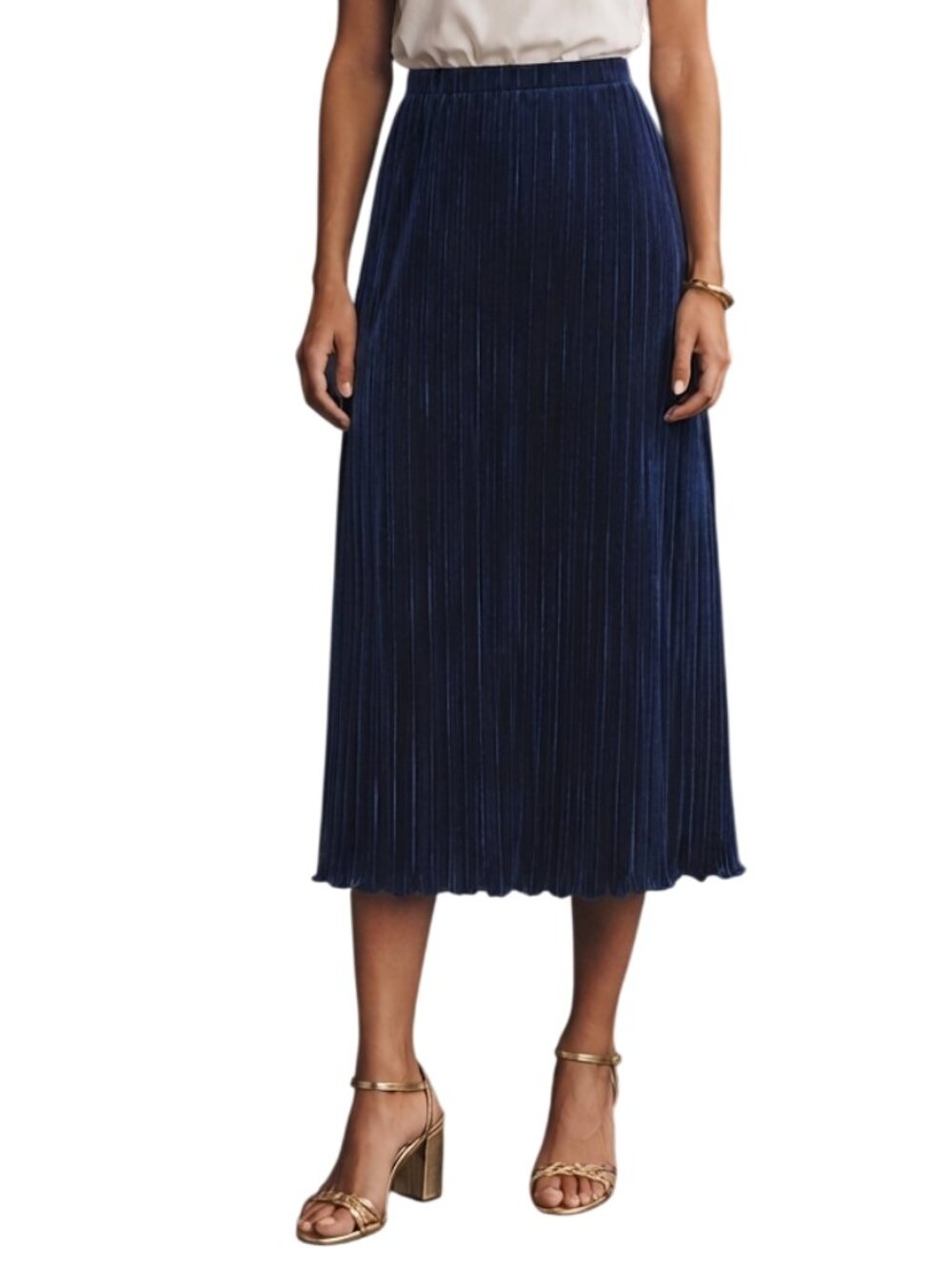 J.Crew Plissé Slip Midi Skirt Pleated Antique Navy Medium Petite